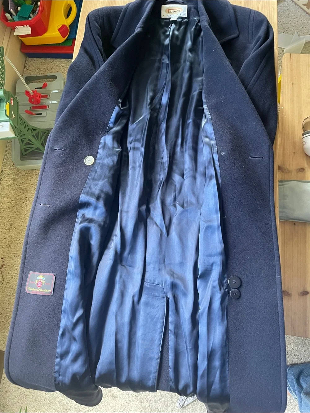 Talbots Cashmere Wool Double Breasted Navy Petite Pea Coat